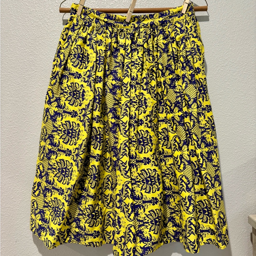 Yellow and Blue Patterned Women's Skirt
